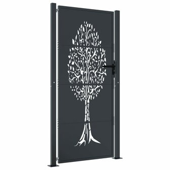 Poort 105x180 cm met boomontwerp staal antracietkleurig 2