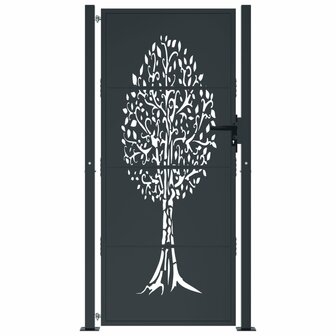 Poort 105x180 cm met boomontwerp staal antracietkleurig 3