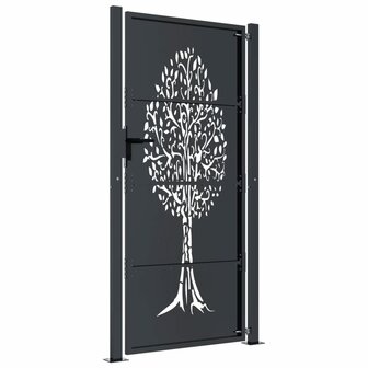 Poort 105x180 cm met boomontwerp staal antracietkleurig 4