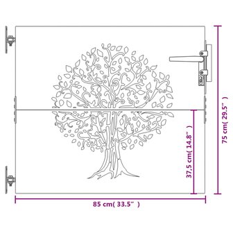 Poort 85x75 cm boomontwerp cortenstaal 10
