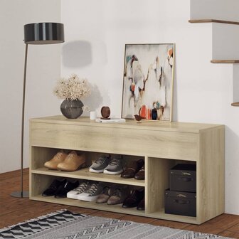 Schoenbank 105x30x45 cm bewerkt hout sonoma eikenkleurig 1