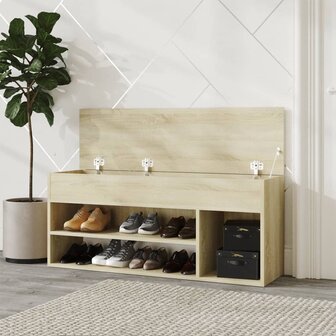 Schoenbank 105x30x45 cm bewerkt hout sonoma eikenkleurig 3