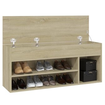 Schoenbank 105x30x45 cm bewerkt hout sonoma eikenkleurig 4
