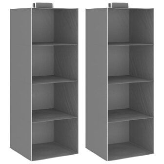 Kledingorganisers hangend 2 st met 4 schappen stof 1