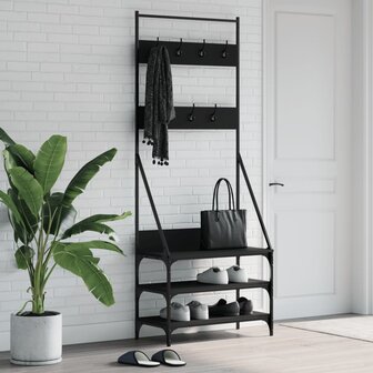 Kledingrek met schoenenrek 72x34x184 cm zwart 1