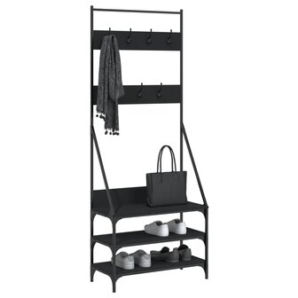 Kledingrek met schoenenrek 72x34x184 cm zwart 3