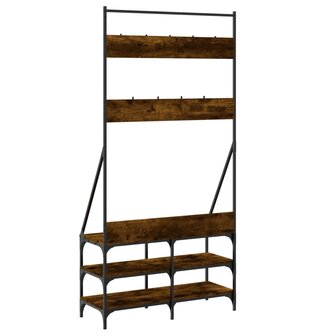 Kledingrek met schoenenrek 90x34x184 cm gerookt eikenkleurig 6