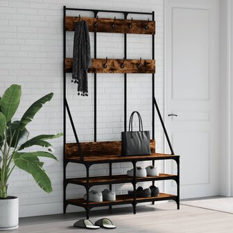 Kledingrek met schoenenrek 100x40x184 cm gerookt eikenkleurig 1