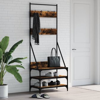Kledingrek met schoenenrek 70x40x184 cm gerookt eikenkleurig 1