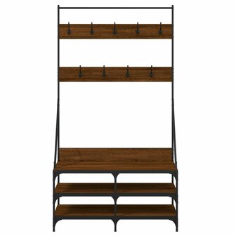 Kledingrek met schoenenrek 100x40x184 cm bruin eikenkleur 4