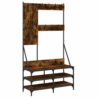 Kledingrek met schoenenrek 100x40x184 cm gerookt eikenkleurig 2