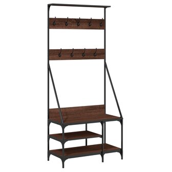Kledingrek met schoenenrek 80x40x184 cm bruin eikenkleur 2