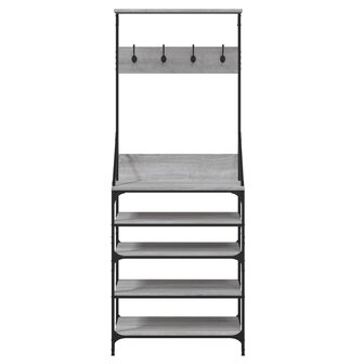 Kledingrek met schoenenrek 70x34x184 cm grijs sonoma eikenkleur 4