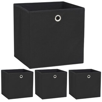 Opbergboxen 4 st 32x32x32 cm nonwoven stof zwart 1