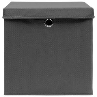 Opbergboxen met deksel 4 st 32x32x32 cm stof grijs 4