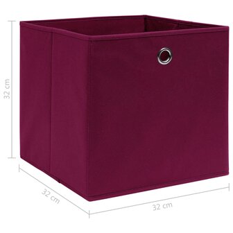 Opbergboxen 10 st 32x32x32 cm stof donkerrood 5