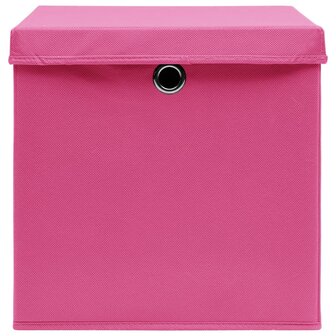 Opbergboxen met deksel 4 st 32x32x32 cm stof roze 4
