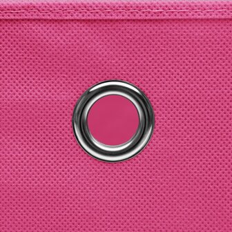 Opbergboxen met deksel 4 st 32x32x32 cm stof roze 5