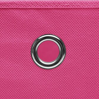 Opbergboxen 10 st 32x32x32 cm stof roze 4