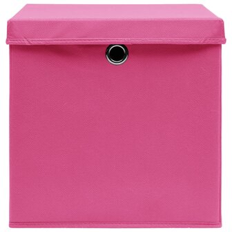 Opbergboxen met deksel 10 st 32x32x32 cm stof roze 4