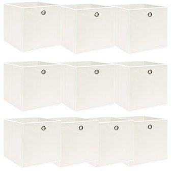 Opbergboxen 10 st 32x32x32 cm stof wit 1