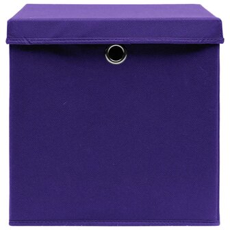 Opbergboxen met deksel 4 st 32x32x32 cm stof paars 4