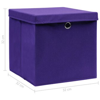 Opbergboxen met deksel 4 st 32x32x32 cm stof paars 6