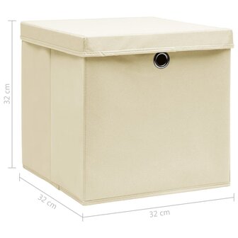 Opbergboxen met deksel 4 st 32x32x32 cm stof cr&egrave;mekleurig 6