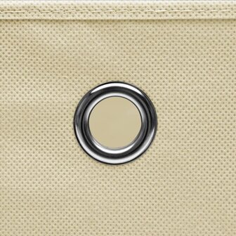 Opbergboxen met deksel 10 st 32x32x32 cm stof cr&egrave;mekleurig 5