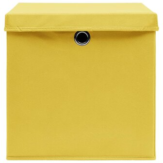 Opbergboxen met deksel 10 st 32x32x32 cm stof geel 4