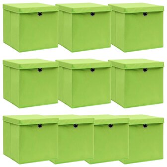 Opbergboxen met deksel 10 st 32x32x32 cm stof paars 1