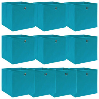 Opbergboxen 10 st 32x32x32 cm stof babyblauw 1
