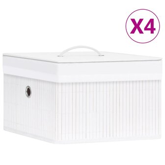 Opbergboxen 4 st bamboe wit 1