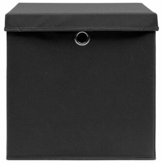 Opbergboxen met deksel 10 st 28x28x28 cm zwart 4