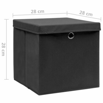 Opbergboxen met deksel 10 st 28x28x28 cm zwart 6