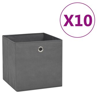 Opbergboxen 10 st 28x28x28 cm nonwoven stof grijs 1