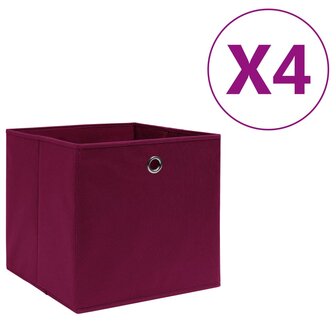 Opbergboxen 4 st 28x28x28 cm nonwoven stof donkerrood 1