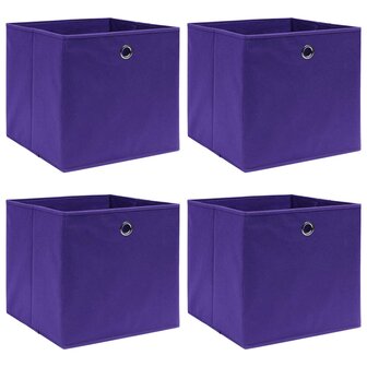 Opbergboxen 4 st 28x28x28 cm nonwoven stof paars 1