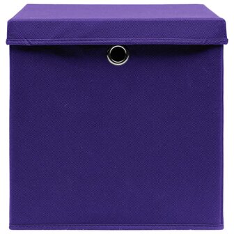 Opbergboxen met deksel 10 st 28x28x28 cm paars 3