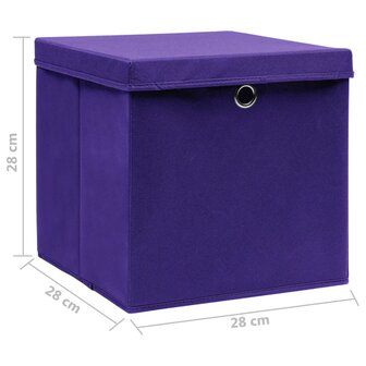 Opbergboxen met deksel 10 st 28x28x28 cm paars 6