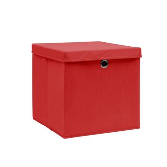 Opbergboxen met deksel 10 st 28x28x28 cm rood 2