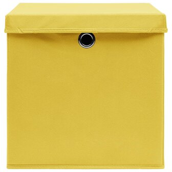 Opbergboxen met deksel 4 st 28x28x28 cm geel 4