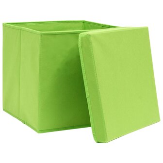 Opbergboxen met deksel 4 st 28x28x28 cm groen 3