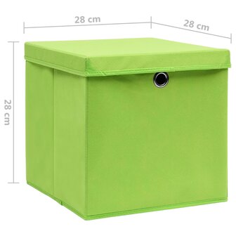 Opbergboxen met deksel 4 st 28x28x28 cm groen 6