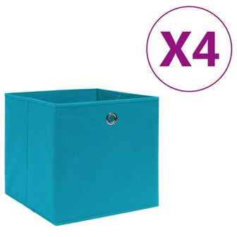 Opbergboxen 4 st 28x28x28 cm nonwoven stof babyblauw 1