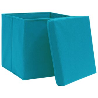 Opbergboxen met deksel 4 st 28x28x28 cm babyblauw 4