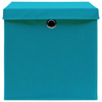 Opbergboxen met deksel 4 st 28x28x28 cm babyblauw 5