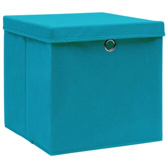 Opbergboxen met deksel 10 st 28x28x28 cm babyblauw 2