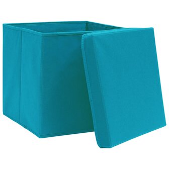 Opbergboxen met deksel 10 st 28x28x28 cm babyblauw 3