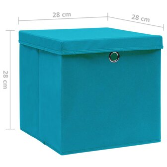 Opbergboxen met deksel 10 st 28x28x28 cm babyblauw 6